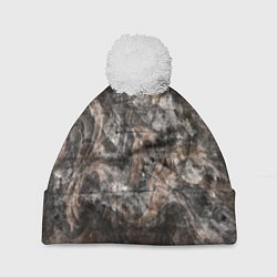 Шапка с помпоном Абстракция - brown darkness, цвет: 3D-белый