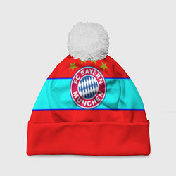 Шапка с помпоном Бавария Мюнхен полосы линии, цвет: 3D-белый