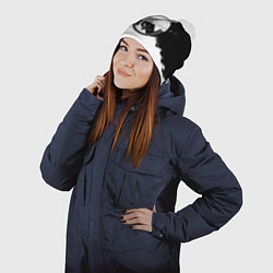 Шапка с помпоном Реал Мадрид краски белые штрихи, цвет: 3D-белый — фото 2