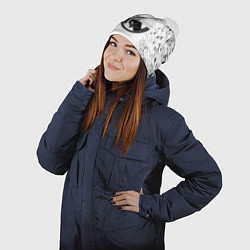 Шапка с помпоном Реал Мадрид черно белые краски, цвет: 3D-белый — фото 2