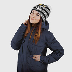 Шапка с помпоном Ювентус полосы линии спорт, цвет: 3D-белый — фото 2