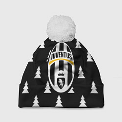 Шапка с помпоном Ювентус ёлочки паттерн, цвет: 3D-белый