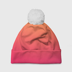 Шапка c помпоном Color orange pink
