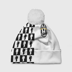 Шапка с помпоном Ювентус паттерн люди, цвет: 3D-белый