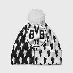 Шапка с помпоном Borussia черно белые люди, цвет: 3D-белый