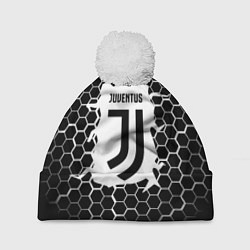 Шапка с помпоном Juventus соты текстура краски, цвет: 3D-белый
