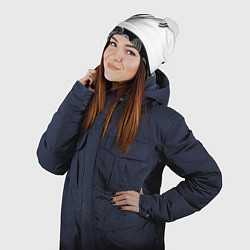 Шапка с помпоном Ювентус геометрия полосы текстура, цвет: 3D-белый — фото 2