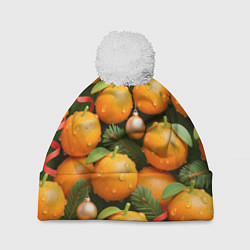 Шапка с помпоном Мандариновое настроение, цвет: 3D-белый