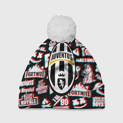 Шапка c помпоном Ювентус x фортнайт глитч