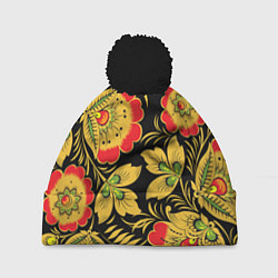 Шапка с помпоном Хохлома, цвет: 3D-черный