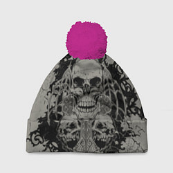 Шапка с помпоном Skulls, цвет: 3D-малиновый