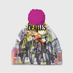 Шапка с помпоном The Beatles: Colour Spray, цвет: 3D-малиновый