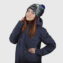 Шапка с помпоном Волк в горах, цвет: 3D-тёмно-синий — фото 2