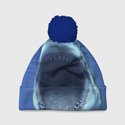 Шапка с помпоном Белая акула, цвет: 3D-тёмно-синий