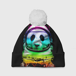 Шапка с помпоном Панда космонавт, цвет: 3D-белый
