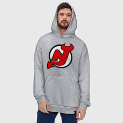 Толстовка-худи оверсайз New Jersey Devils, цвет: меланж — фото 2