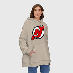 Толстовка-худи оверсайз New Jersey Devils, цвет: миндальный — фото 2