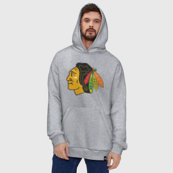 Толстовка-худи оверсайз Chicago Blackhawks, цвет: меланж — фото 2