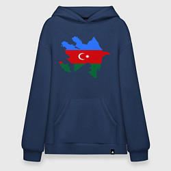 Толстовка-худи оверсайз Azerbaijan map, цвет: тёмно-синий