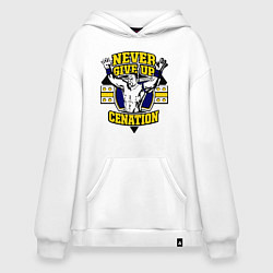 Толстовка-худи оверсайз Never Give Up: Cenation, цвет: белый