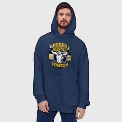 Толстовка-худи оверсайз Never Give Up: Cenation, цвет: тёмно-синий — фото 2