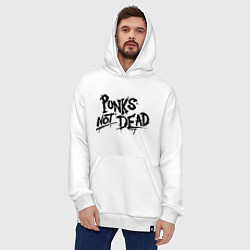 Толстовка-худи оверсайз Punks not dead, цвет: белый — фото 2