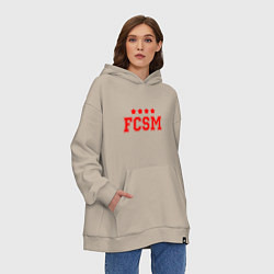 Толстовка-худи оверсайз FCSM Club, цвет: миндальный — фото 2
