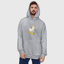 Толстовка-худи оверсайз Cat no banana meme, цвет: меланж — фото 2