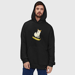 Толстовка-худи оверсайз Cat no banana meme, цвет: черный — фото 2