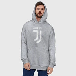 Толстовка-худи оверсайз FC Juventus, цвет: меланж — фото 2
