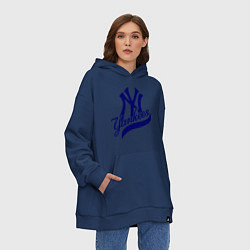 Толстовка-худи оверсайз NY - Yankees, цвет: тёмно-синий — фото 2