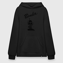 Толстовка-худи оверсайз Bender monochrome, цвет: черный