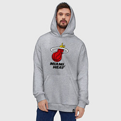 Толстовка-худи оверсайз Miami Heat-logo, цвет: меланж — фото 2