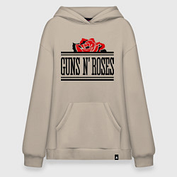 Толстовка-худи оверсайз Guns n Roses: rose, цвет: миндальный