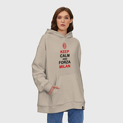 Толстовка-худи оверсайз Keep Calm & Forza Milan, цвет: миндальный — фото 2