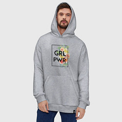 Толстовка-худи оверсайз GRL PWR, цвет: меланж — фото 2