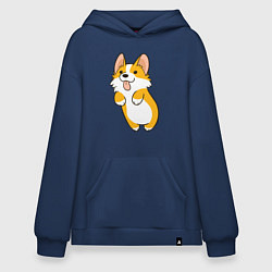 Толстовка-худи оверсайз Корги лапочка, цвет: тёмно-синий