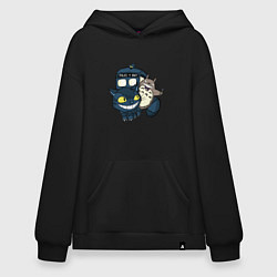 Толстовка-худи оверсайз Tardis Totoro, цвет: черный