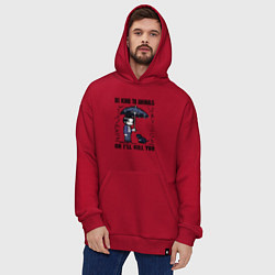 Толстовка-худи оверсайз Be kind to animals or I'll kil, цвет: красный — фото 2