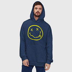 Толстовка-худи оверсайз NIRVANA на спине, цвет: тёмно-синий — фото 2