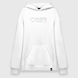 Толстовка-худи оверсайз LOVE DEATH ROBOTS GLITCH, цвет: белый