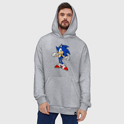 Толстовка-худи оверсайз Sonic, цвет: меланж — фото 2