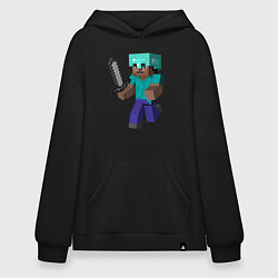 Толстовка-худи оверсайз Майнкрафт, цвет: черный