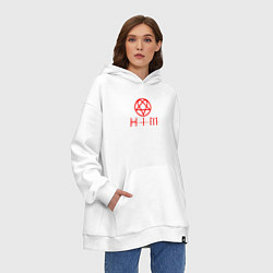 Толстовка-худи оверсайз HIM LOGO RED, цвет: белый — фото 2