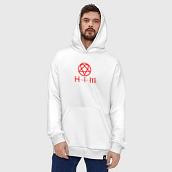 Толстовка-худи оверсайз HIM LOGO RED, цвет: белый — фото 2