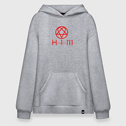 Толстовка-худи оверсайз HIM LOGO RED, цвет: меланж