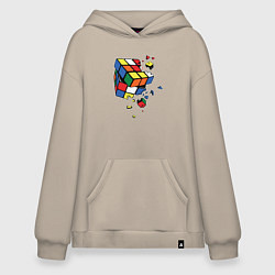 Толстовка-худи оверсайз Кубик Рубика, цвет: миндальный
