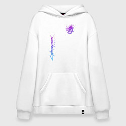 Толстовка-худи оверсайз CYBERPUNK 2077, цвет: белый