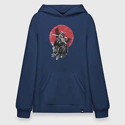 Толстовка-худи оверсайз Японский самурай, цвет: тёмно-синий
