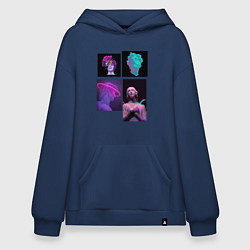 Толстовка-худи оверсайз Vaporwave art 78, цвет: тёмно-синий